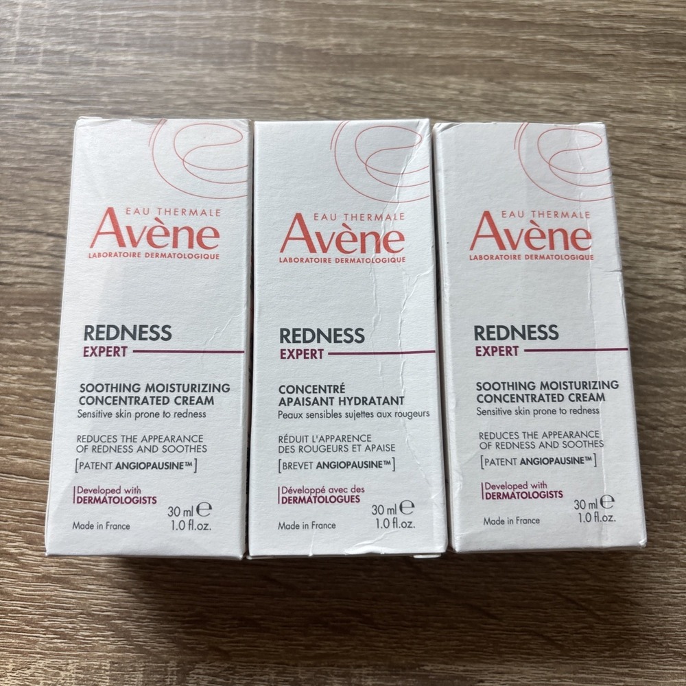 LOT OF 3 Avene Redness Expert Soothing Moisturizing Concentrated Cream 30ml NEW